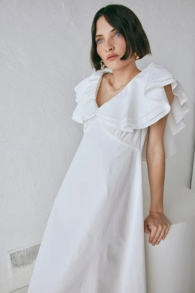 MidiMaxi Dresses Women VRG GRL Party Nights Frill Midi Dress White MidiMaxi Dresses Women VRG GRL Party Nights Frill Midi Dress White