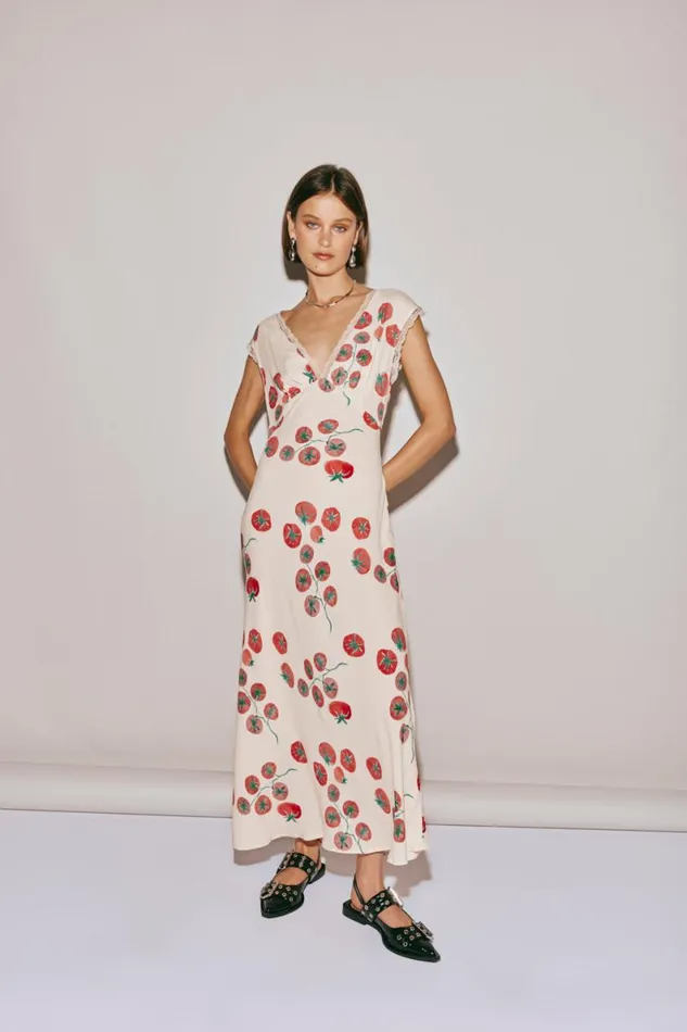 MidiMaxi Dresses Women VRG GRL Vintage Lover Bias Cut Maxi Dress Roma