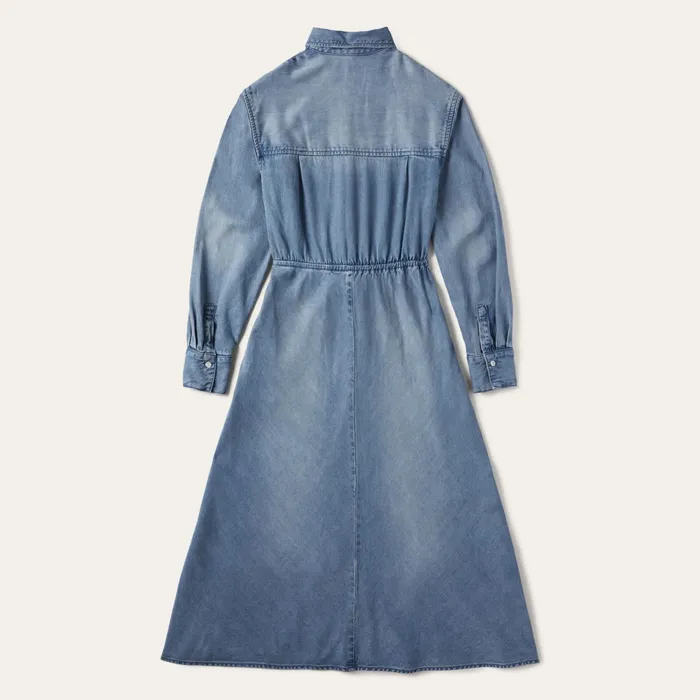 Midi Women Stetson Denim Tencel TieFront Dress Blue