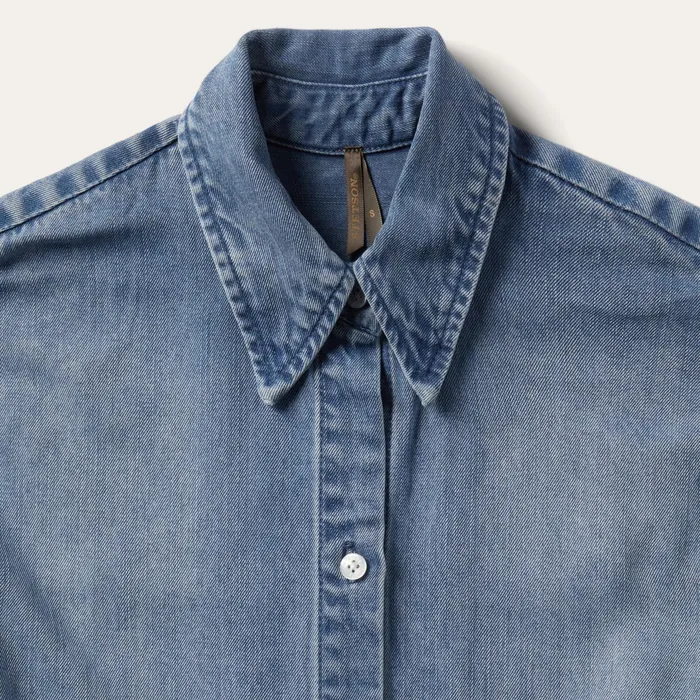 Midi Women Stetson Denim Tencel TieFront Dress Blue