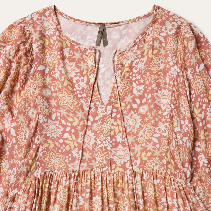 Midi Women Stetson Sunset Floral Print Rayon Dress Pink