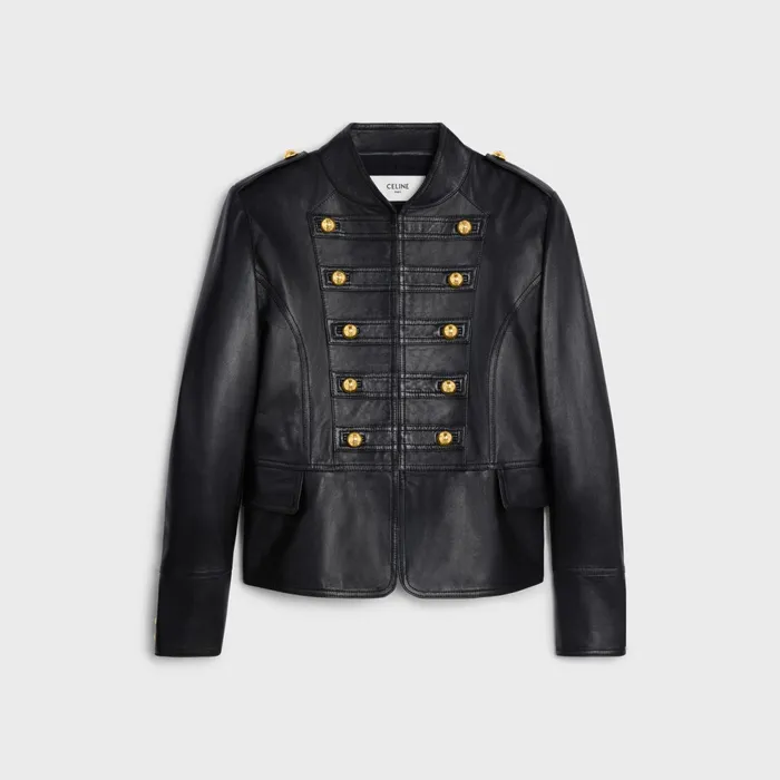 Military Blouson Jacket In Soft Lambskin Black Women CELINE LEATHER AND SHEARLING Military Blouson Jacket In Soft Lambskin Black Women CELINE LEATHER AND SHEARLING