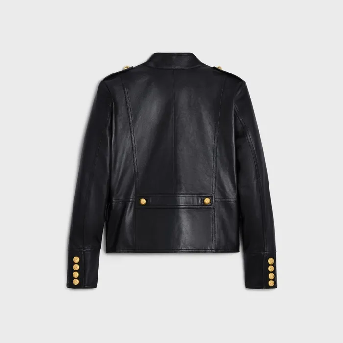 Military Blouson Jacket In Soft Lambskin Black Women CELINE LEATHER AND SHEARLING