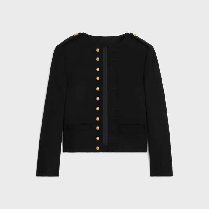 Military Jacket In Wool Cloth Black Women CELINE JACKETS