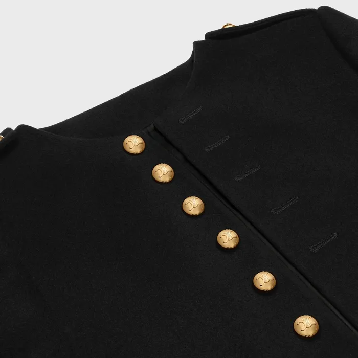 Military Jacket In Wool Cloth Black Women CELINE JACKETS