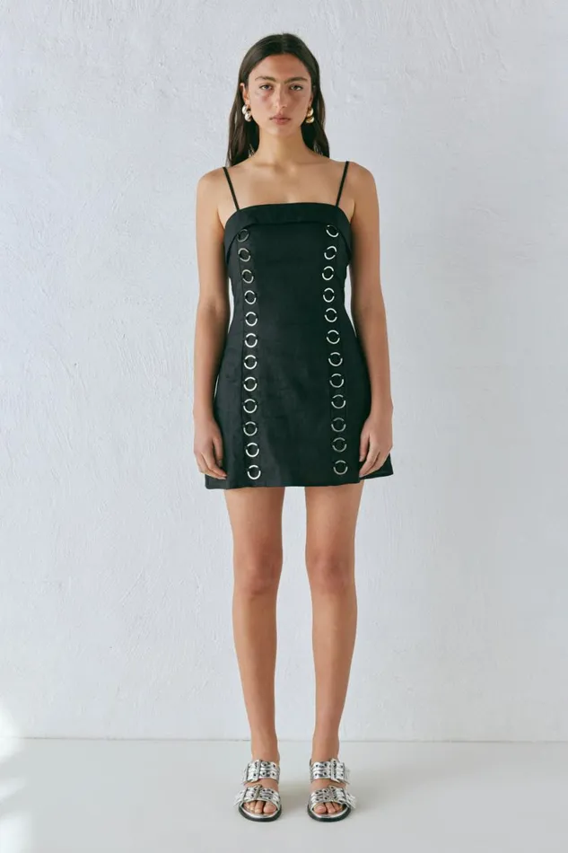 Mini Dresses Women VRG GRL Alessa Linen Mini Dress Black Mini Dresses Women VRG GRL Alessa Linen Mini Dress Black
