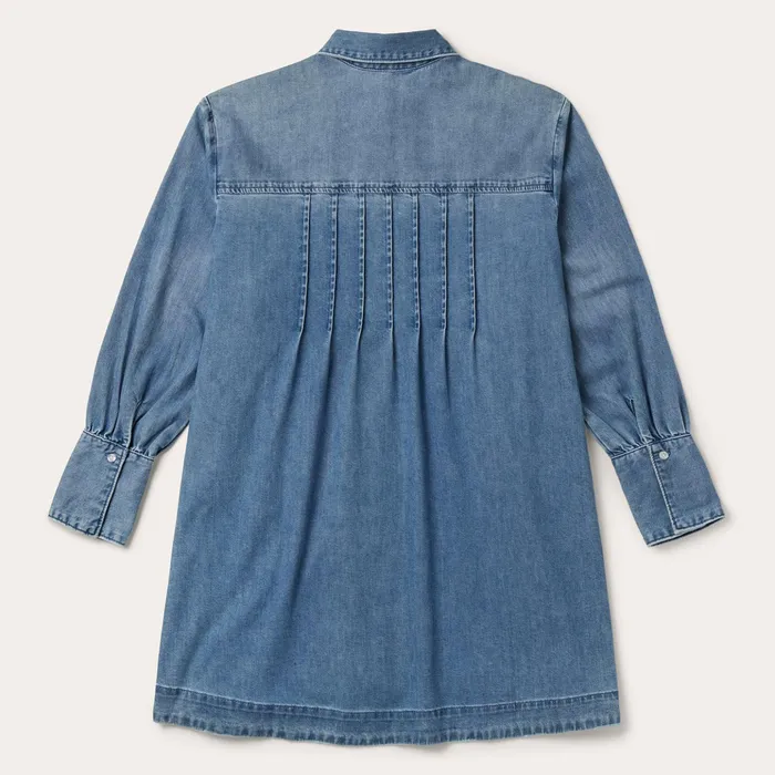 Mini Women Stetson Denim Button Front Shirt Dress Blue