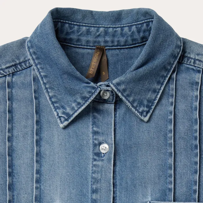 Mini Women Stetson Denim Button Front Shirt Dress Blue