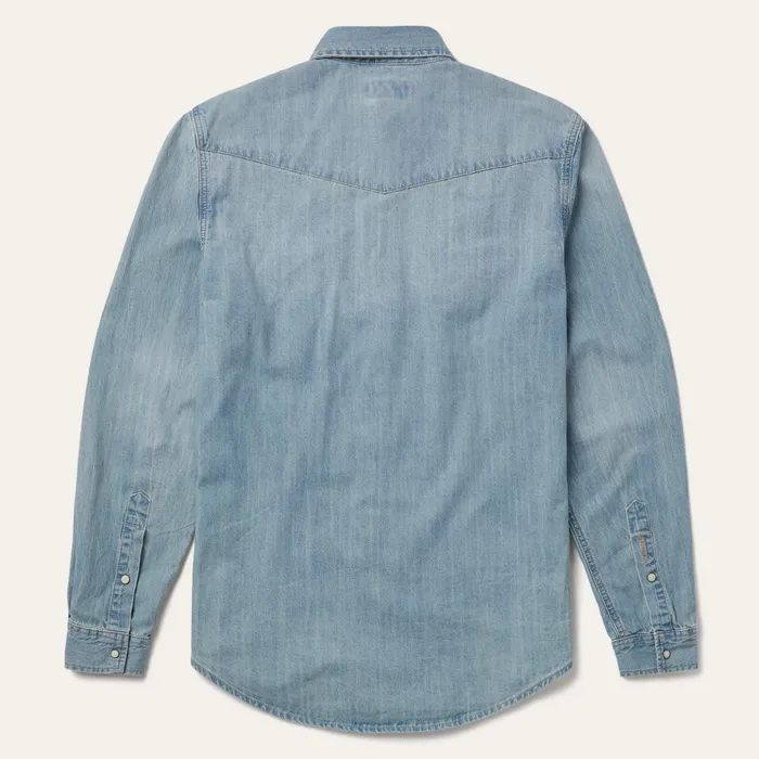 Modern Cut Men Stetson LongSleeved Denim Shirt Blue