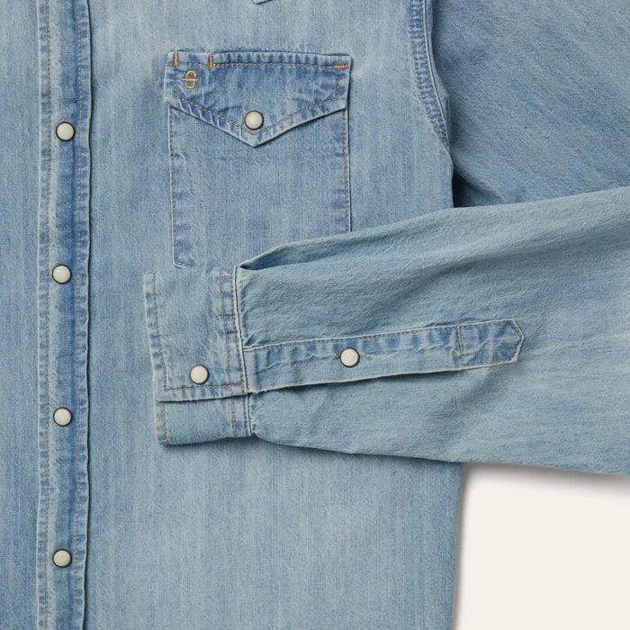 Modern Cut Men Stetson LongSleeved Denim Shirt Blue