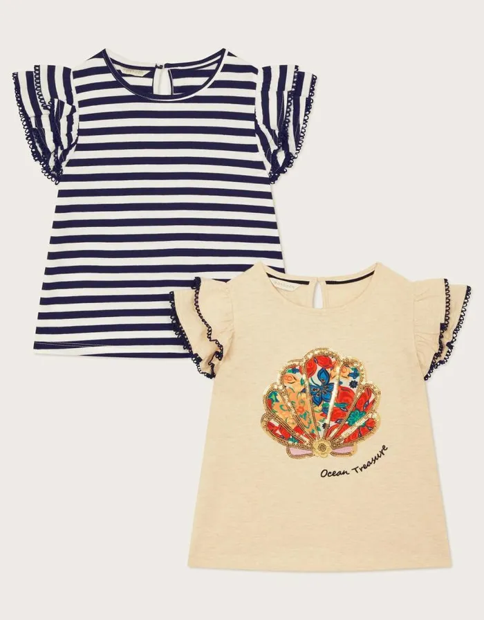 Monsoon 2Pack Ocean Treasure TShirts Multi Children Tops and Tshirts Monsoon 2Pack Ocean Treasure TShirts Multi Children Tops and Tshirts