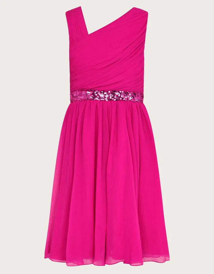 Monsoon Abigail Drape Sequin Dress Pink Children Dresses Monsoon Abigail Drape Sequin Dress Pink Children Dresses