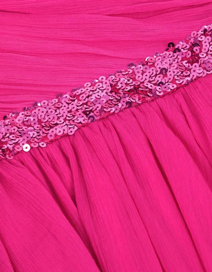 Monsoon Abigail Drape Sequin Dress Pink Children Dresses Monsoon Abigail Drape Sequin Dress Pink Children Dresses