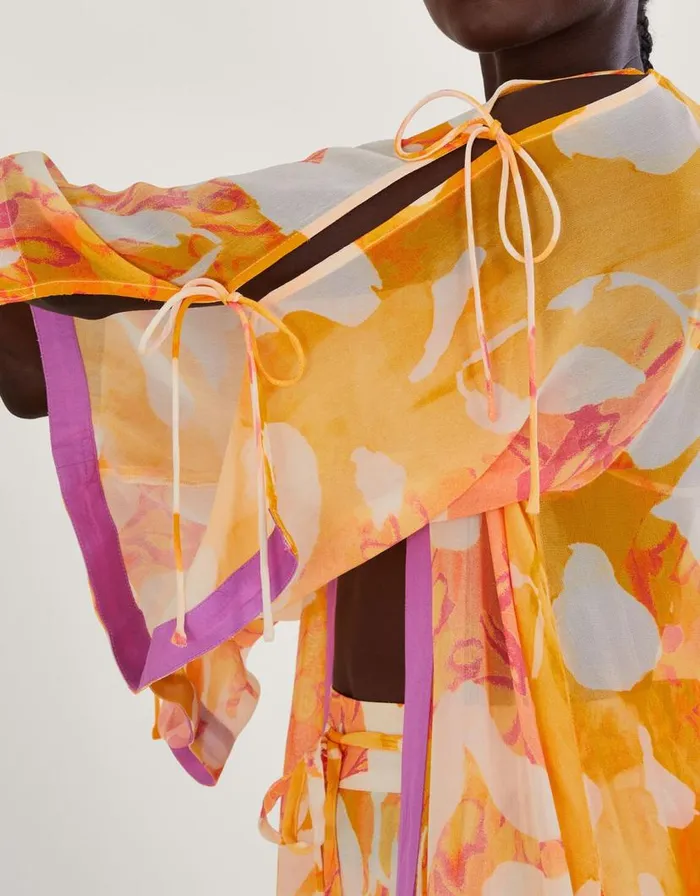 Monsoon Abstract Print Longline Kimono Orange Women Beachwear and Swimwear Monsoon Abstract Print Longline Kimono Orange Women Beachwear and Swimwear