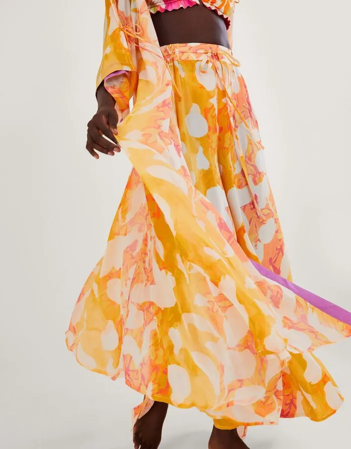 Monsoon Abstract Print Longline Kimono Orange Women Beachwear and Swimwear Monsoon Abstract Print Longline Kimono Orange Women Beachwear and Swimwear