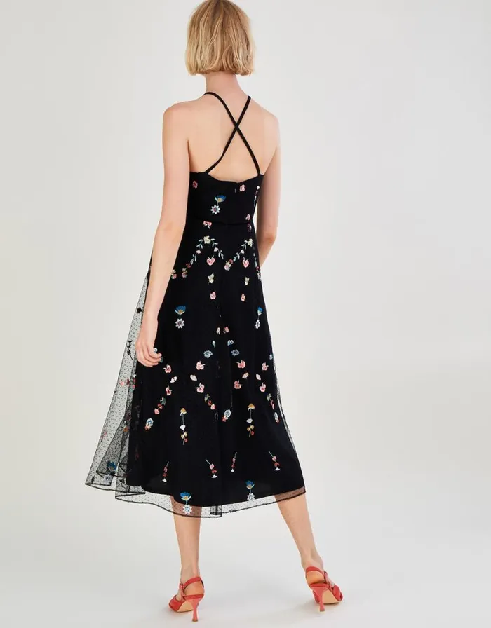 Monsoon Allison Embroidered Midi Dress Black Women Occasionwear Monsoon Allison Embroidered Midi Dress Black Women Occasionwear