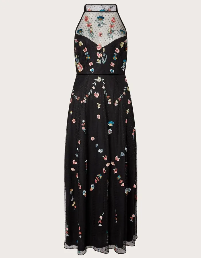Monsoon Allison Embroidered Midi Dress Black Women Occasionwear Monsoon Allison Embroidered Midi Dress Black Women Occasionwear