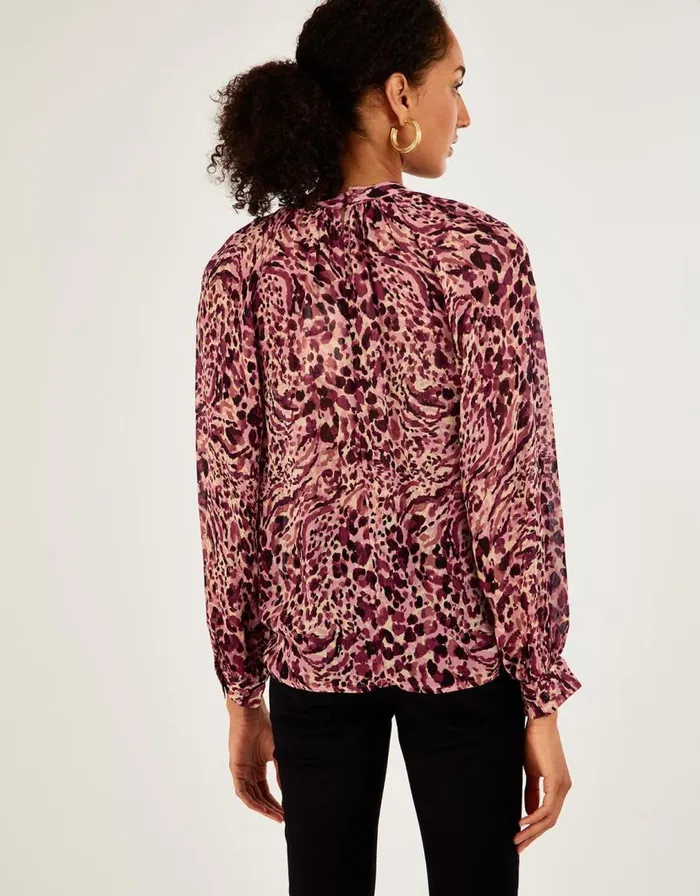 Monsoon Animal Print Sequin Blouse Pink Women Tops and Blouses Monsoon Animal Print Sequin Blouse Pink Women Tops and Blouses
