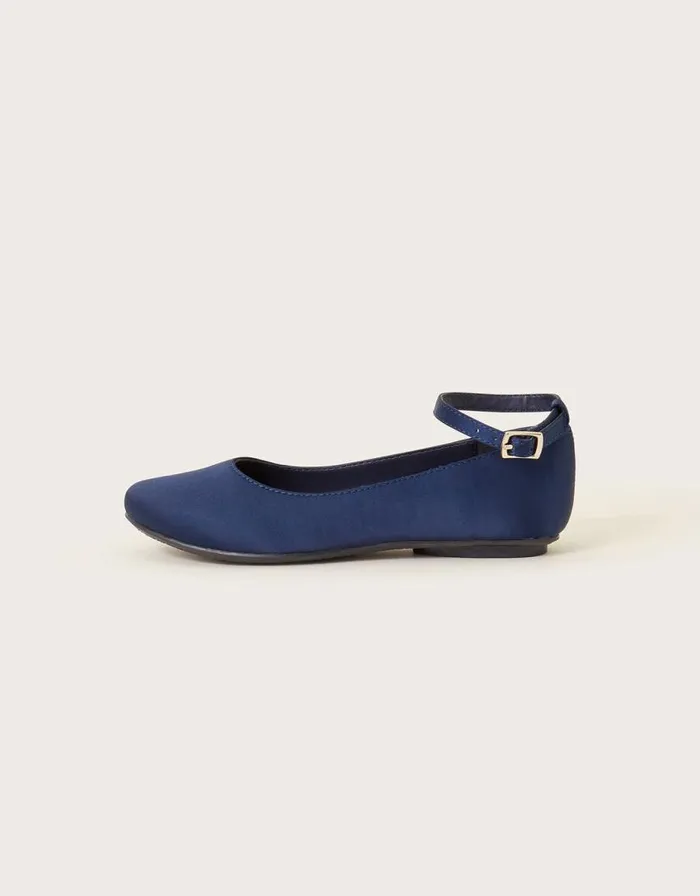 Monsoon Ankle Strap Ballet Shoes Blue Children Partywear Monsoon Ankle Strap Ballet Shoes Blue Children Partywear