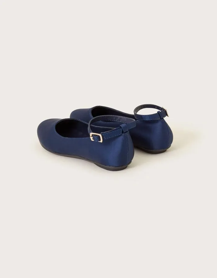 Monsoon Ankle Strap Ballet Shoes Blue Children Partywear Monsoon Ankle Strap Ballet Shoes Blue Children Partywear