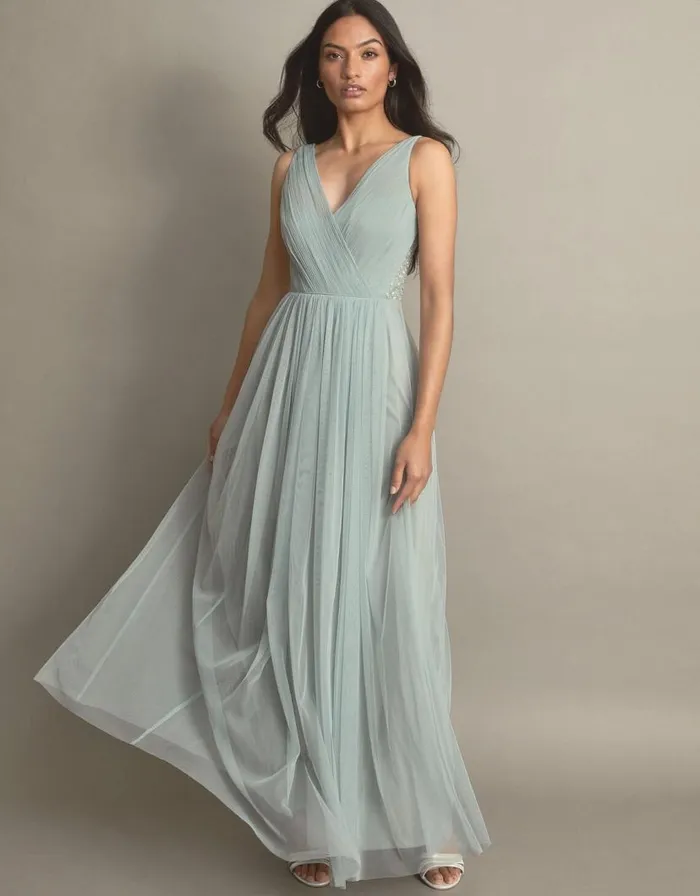 Monsoon Anne Mesh Maxi Dress Green Women Occasionwear
