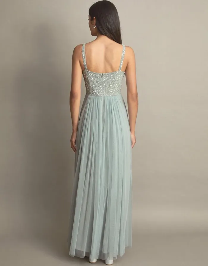 Monsoon Anne Mesh Maxi Dress Green Women Occasionwear Monsoon Anne Mesh Maxi Dress Green Women Occasionwear