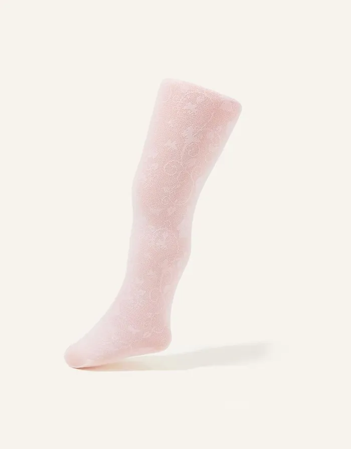Monsoon Baby Butterfly Lace Tights Pink Children Partywear