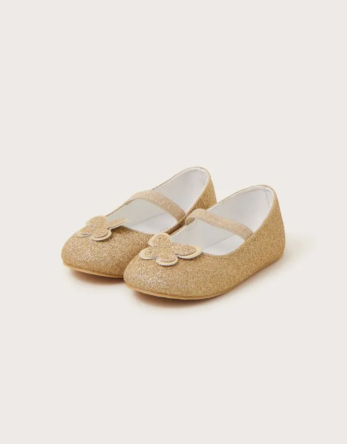 Monsoon Baby Butterfly Walker Shoes Gold Children Partywear