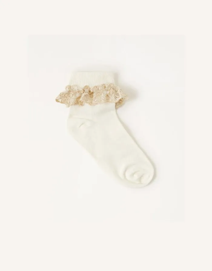 Monsoon Baby Sparkle Lace Socks Ivory Children Girls039 Tights and Socks