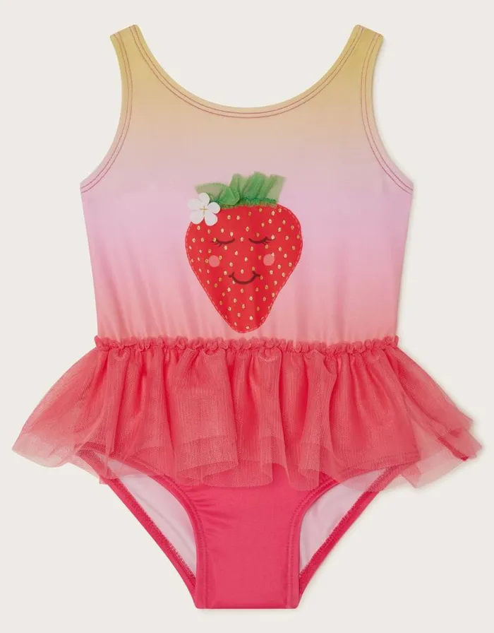 Monsoon Baby Strawberry Swimsuit Pink Children Beachwear and Swimwear