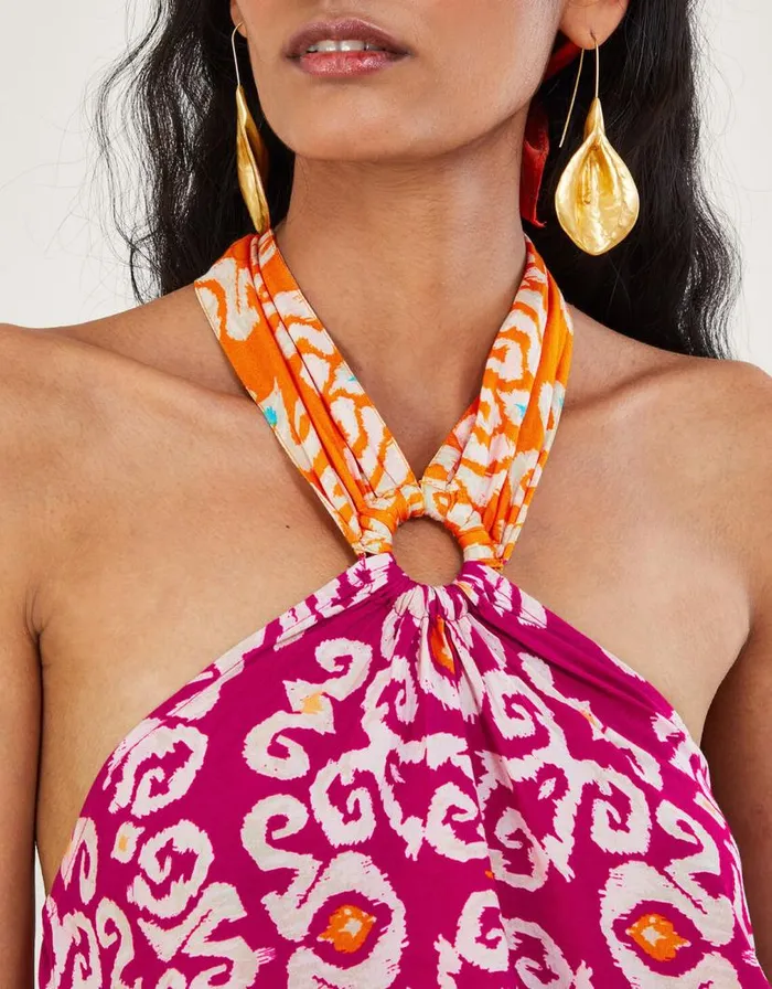 Monsoon Bandhani Print Halter Ring Cami Top In LENZING ECOVERO Pink Women Tops and Blouses Monsoon Bandhani Print Halter Ring Cami Top In LENZING ECOVERO Pink Women Tops and Blouses