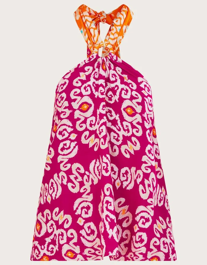 Monsoon Bandhani Print Halter Ring Cami Top In LENZING ECOVERO Pink Women Tops and Blouses Monsoon Bandhani Print Halter Ring Cami Top In LENZING ECOVERO Pink Women Tops and Blouses