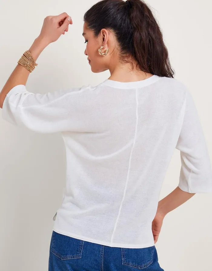 Monsoon Bea Button Cardigan Ivory Women Knitwear Monsoon Bea Button Cardigan Ivory Women Knitwear