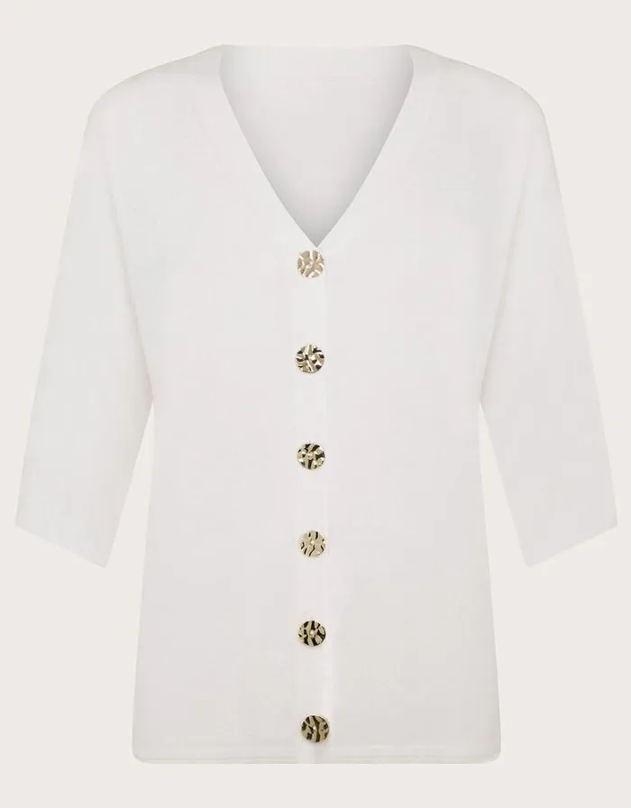 Monsoon Bea Button Cardigan Ivory Women Knitwear Monsoon Bea Button Cardigan Ivory Women Knitwear