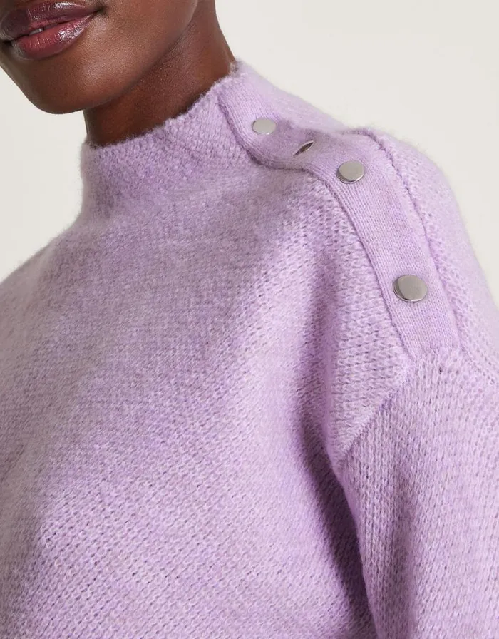 Monsoon Billie Button Jumper Purple Women Knitwear Monsoon Billie Button Jumper Purple Women Knitwear