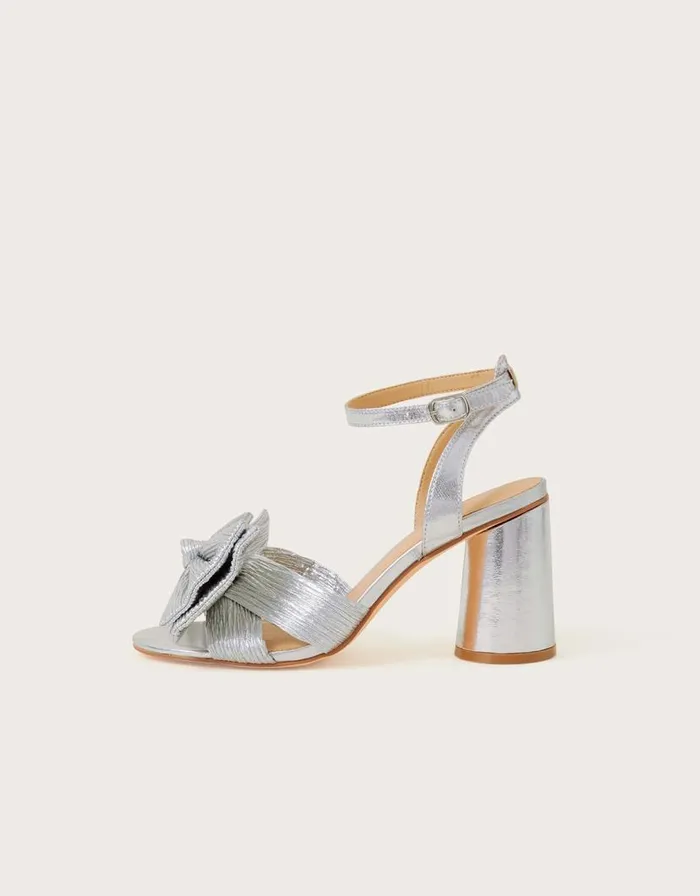 Monsoon Bow Block Heel Sandals Silver Women Sandals Monsoon Bow Block Heel Sandals Silver Women Sandals