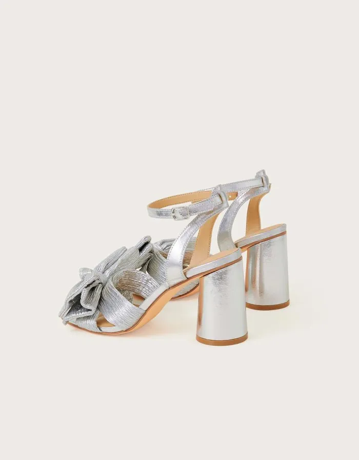 Monsoon Bow Block Heel Sandals Silver Women Sandals Monsoon Bow Block Heel Sandals Silver Women Sandals