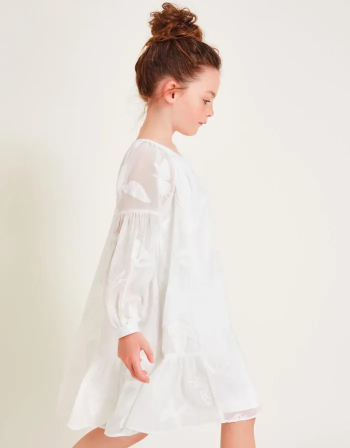 Monsoon Butterfly Tunic Dress Ivory Children Dresses