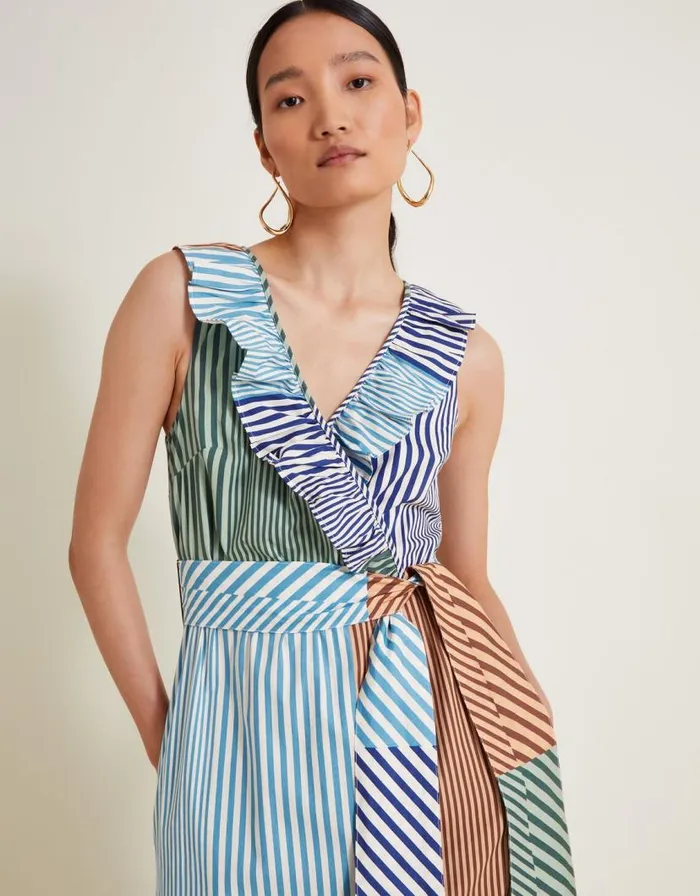 Monsoon Carrie Stripe Ruffle Dress Blue Women Casualwear Monsoon Carrie Stripe Ruffle Dress Blue Women Casualwear