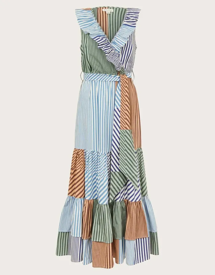 Monsoon Carrie Stripe Ruffle Dress Blue Women Casualwear Monsoon Carrie Stripe Ruffle Dress Blue Women Casualwear