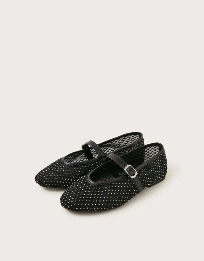 Monsoon Cleo Mesh Ballet Flats Black Women Sandals Monsoon Cleo Mesh Ballet Flats Black Women Sandals
