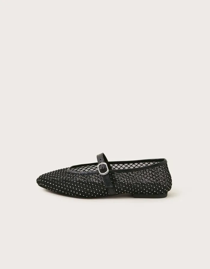 Monsoon Cleo Mesh Ballet Flats Black Women Sandals Monsoon Cleo Mesh Ballet Flats Black Women Sandals