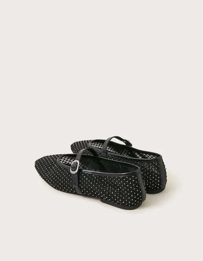 Monsoon Cleo Mesh Ballet Flats Black Women Sandals Monsoon Cleo Mesh Ballet Flats Black Women Sandals