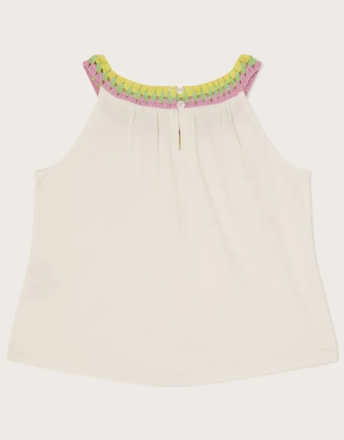 Monsoon Crochet Neckline Cami Top Ivory Children Tops and Tshirts Monsoon Crochet Neckline Cami Top Ivory Children Tops and Tshirts