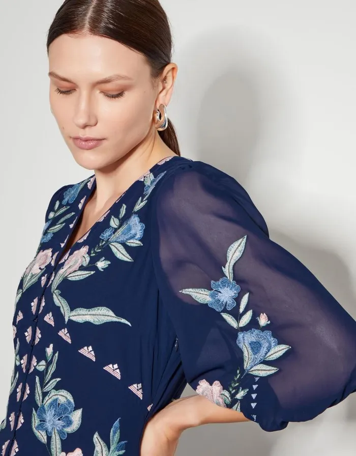 Monsoon Delilah Embroidered Midi Dress Blue Women Occasionwear Monsoon Delilah Embroidered Midi Dress Blue Women Occasionwear