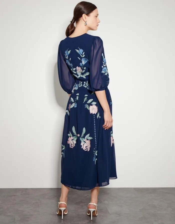 Monsoon Delilah Embroidered Midi Dress Blue Women Occasionwear Monsoon Delilah Embroidered Midi Dress Blue Women Occasionwear