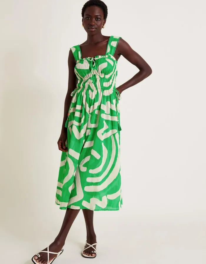 Monsoon Demi Abstract Print Sundress Green Women Beachwear and Swimwear