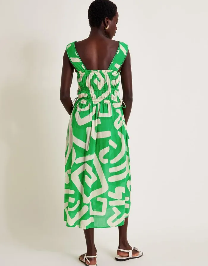 Monsoon Demi Abstract Print Sundress Green Women Beachwear and Swimwear Monsoon Demi Abstract Print Sundress Green Women Beachwear and Swimwear