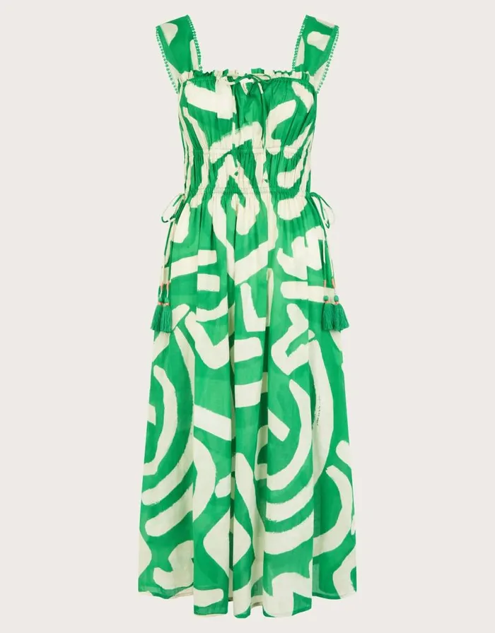 Monsoon Demi Abstract Print Sundress Green Women Beachwear and Swimwear Monsoon Demi Abstract Print Sundress Green Women Beachwear and Swimwear