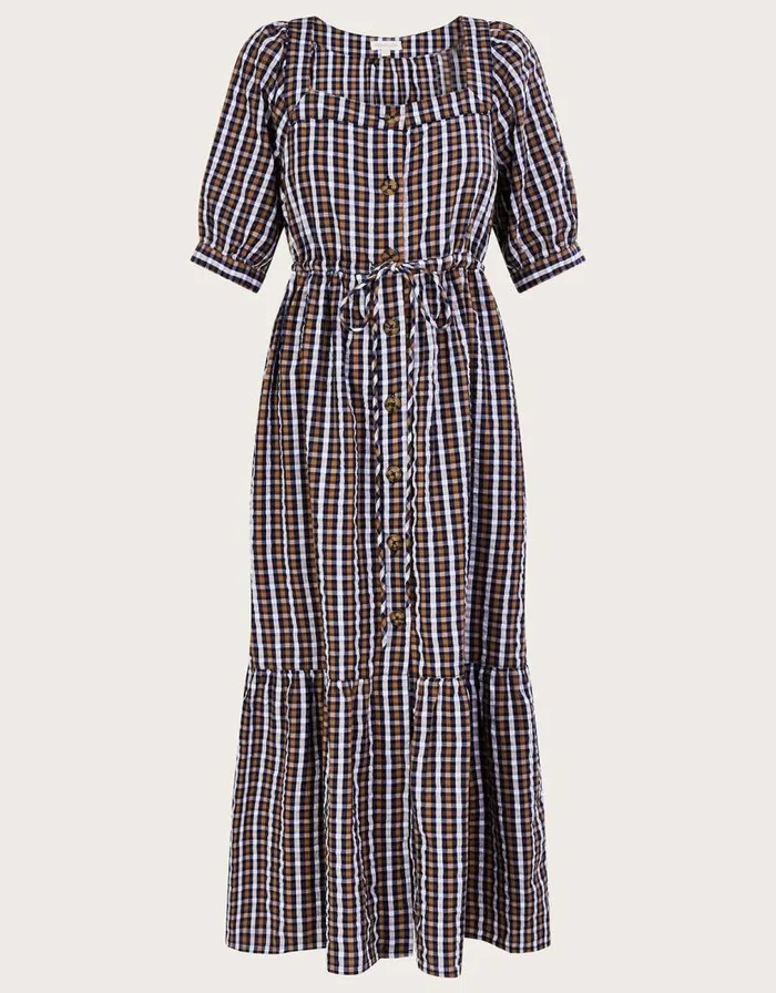 Monsoon Dolly Check Dress In Sustainable Cotton Blue Women Casualwear Monsoon Dolly Check Dress In Sustainable Cotton Blue Women Casualwear